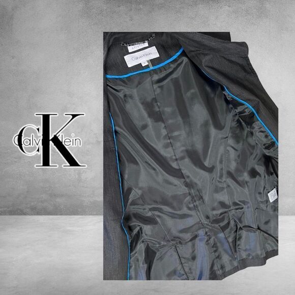 Calvin Klein Denim Stretch Belted Sleeveless Vest, Black, Gunmetal Accents, Sz.2 - Picture 8 of 12